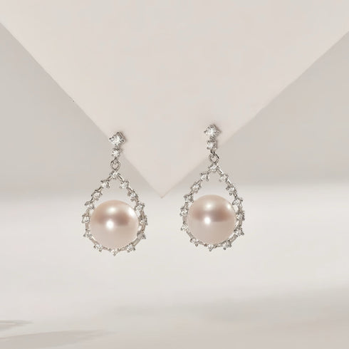 Teardrop Zirconia Pearl Earrings